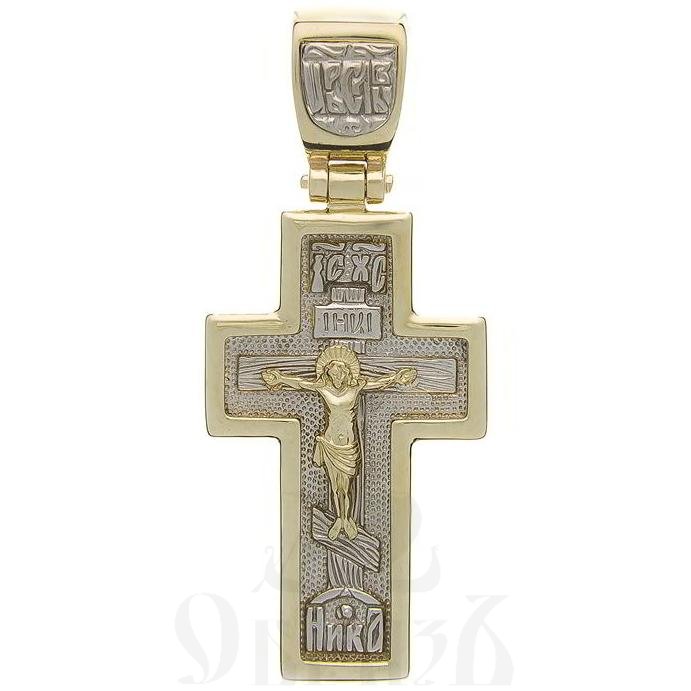 золотой крест с молитвой "отче наш", 585 проба желтого и белого цвета (арт. п30005-з5жб)
