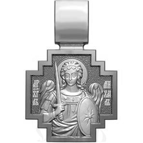 нательная икона св. великомученик никита гофтский, серебро 925 проба с родированием (арт. 06.079р)