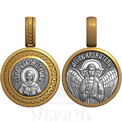 нательная икона св. блаженная матрона московская, серебро 925 проба с золочением (арт. 08.102)