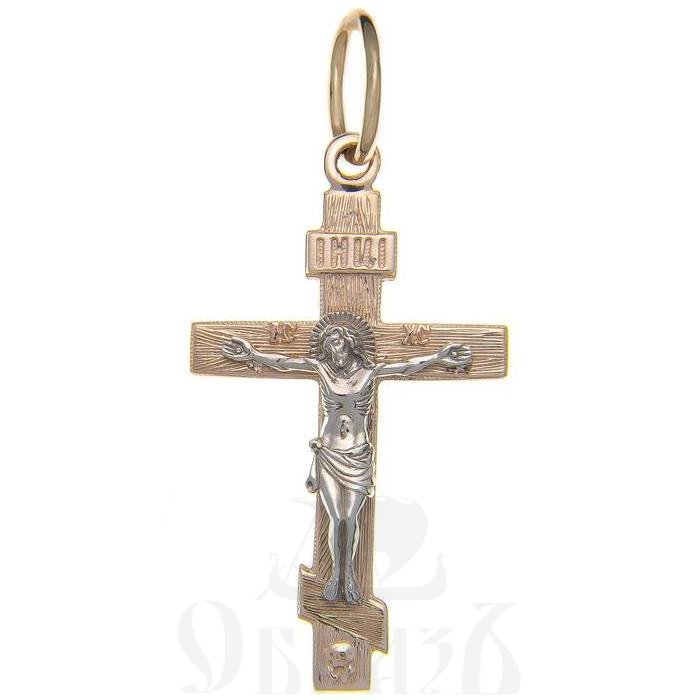 золотой восьмиконечный крест с молитвой "спаси и сохрани", 585 проба красного и белого цвета (арт. п10111-з5кб)