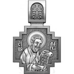 нательная икона св. апостол и евангелист марк, серебро 925 проба с платинированием (арт. 06.551р)