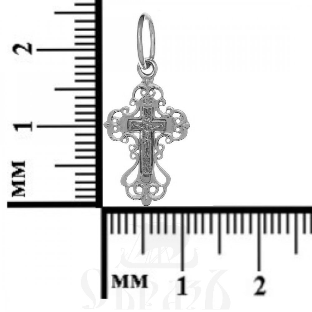 золотой крест с молитвой "спаси и сохрани", 585 проба белого цвета (арт. п10006-з5б)